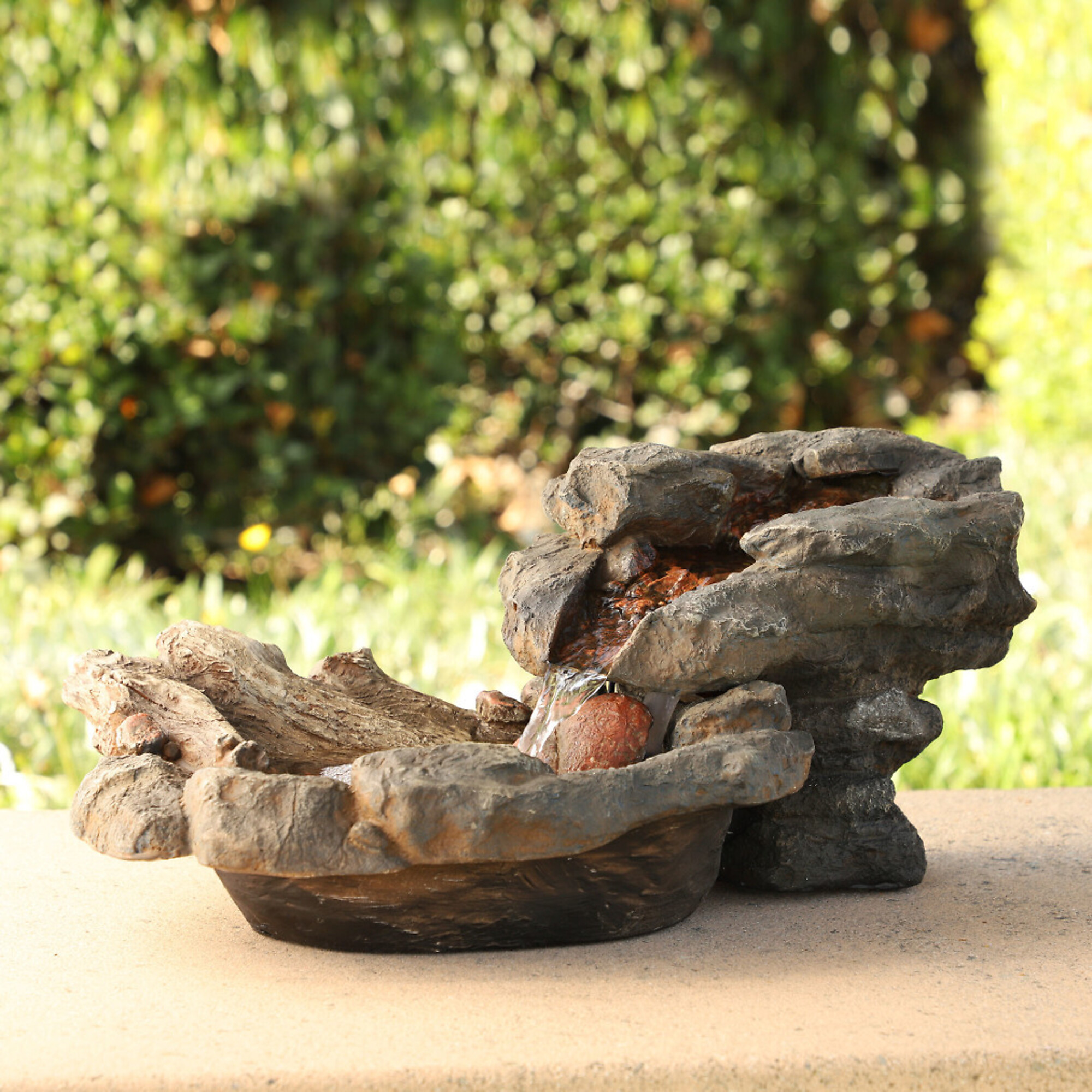 Alpine Corporation, Rock Waterfall Fountain with LED Lights, Volts 12 Power Cord Length 6.3 ft, Model# WIN568